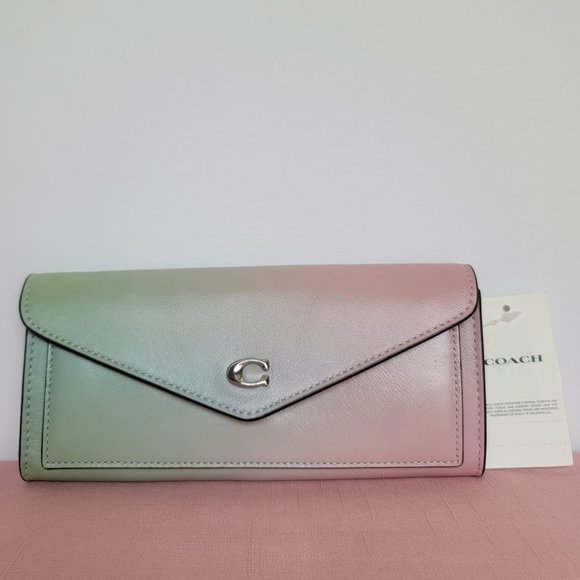 COACH Wyn Envelope Ombre Soft Smooth Leather Wallet- Pale Pistachio Multi ⭐ - Picture 6 of 16